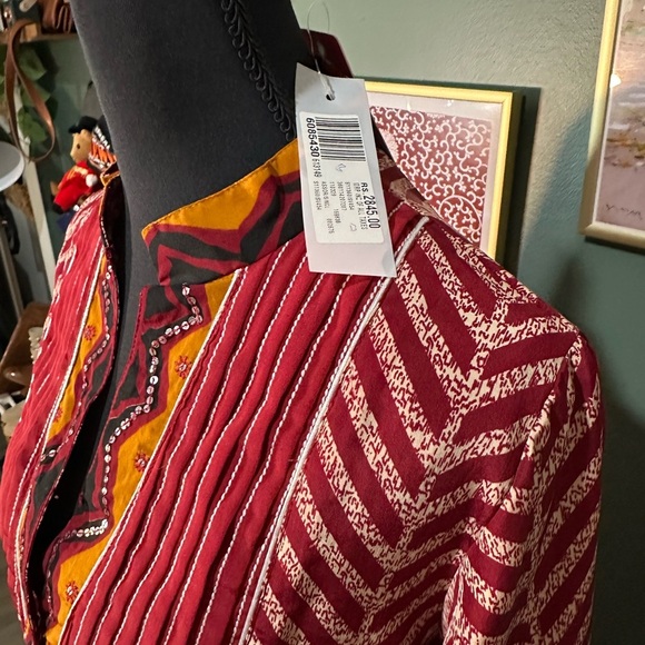 NWT Isvarah Silk Red and Orange Three Quarter Sleeve Dress Size S 🦄 - Picture 4 of 6